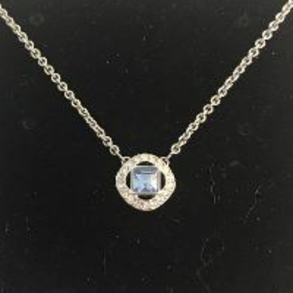 Rhodium plated Blue Swarvoski Necklace